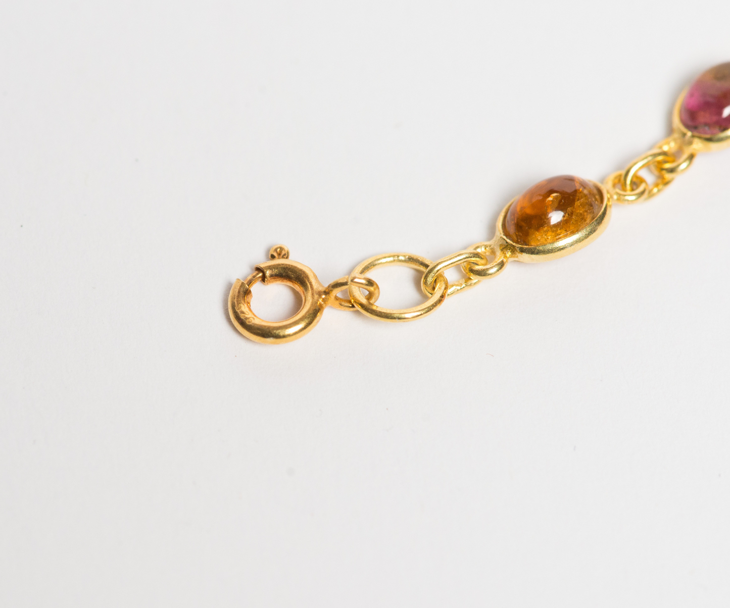 Multicoloured Tourmaline gold polish bracelet, Tourmaline