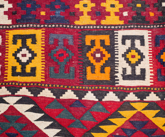 Authentic Maimana Kilim Rug - Hand-Woven Uzbek Design, Handmade