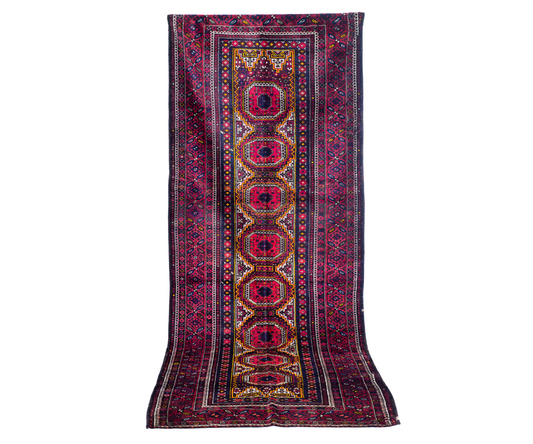 Unique Hand-Knotted Beluch Runner - Naturally Dyed Wool, Herat