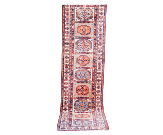 Unique Hand-Knotted Afghan Runner - Wool