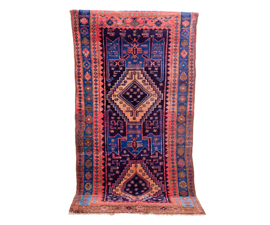 Antique Iranian Wool Rug - 20th Century Hand-Knotted