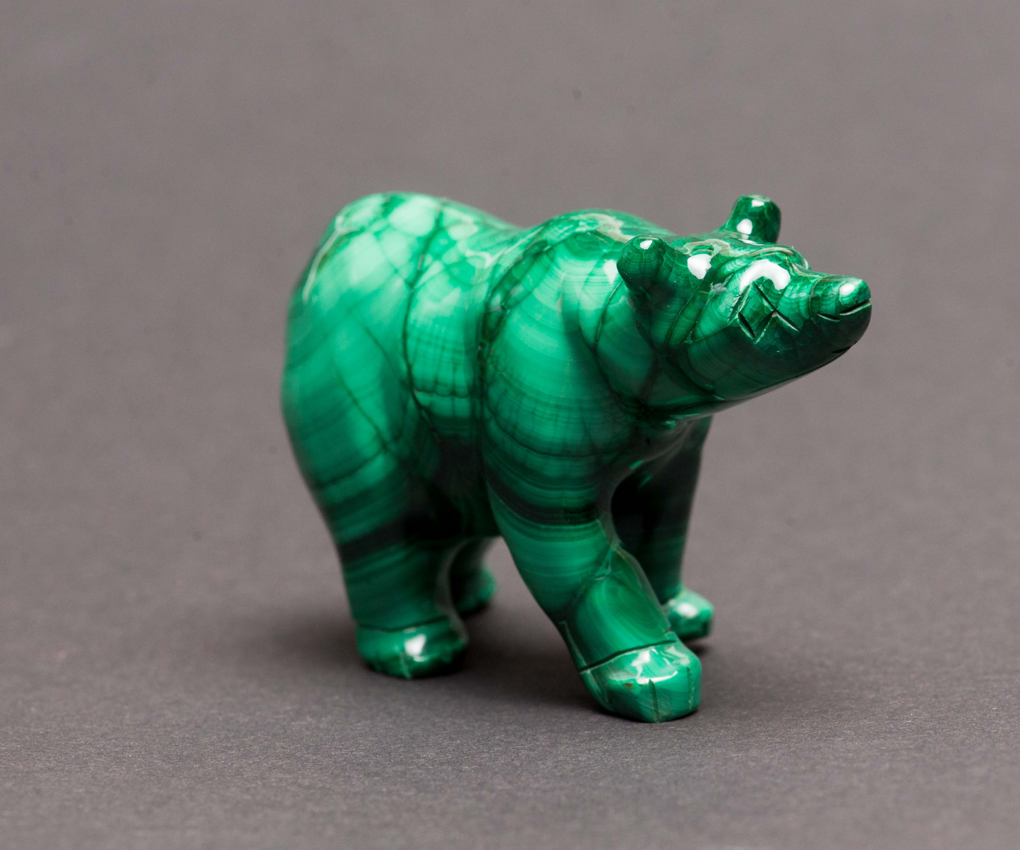 POLISHED MALACHITE BEAR Animal Carving