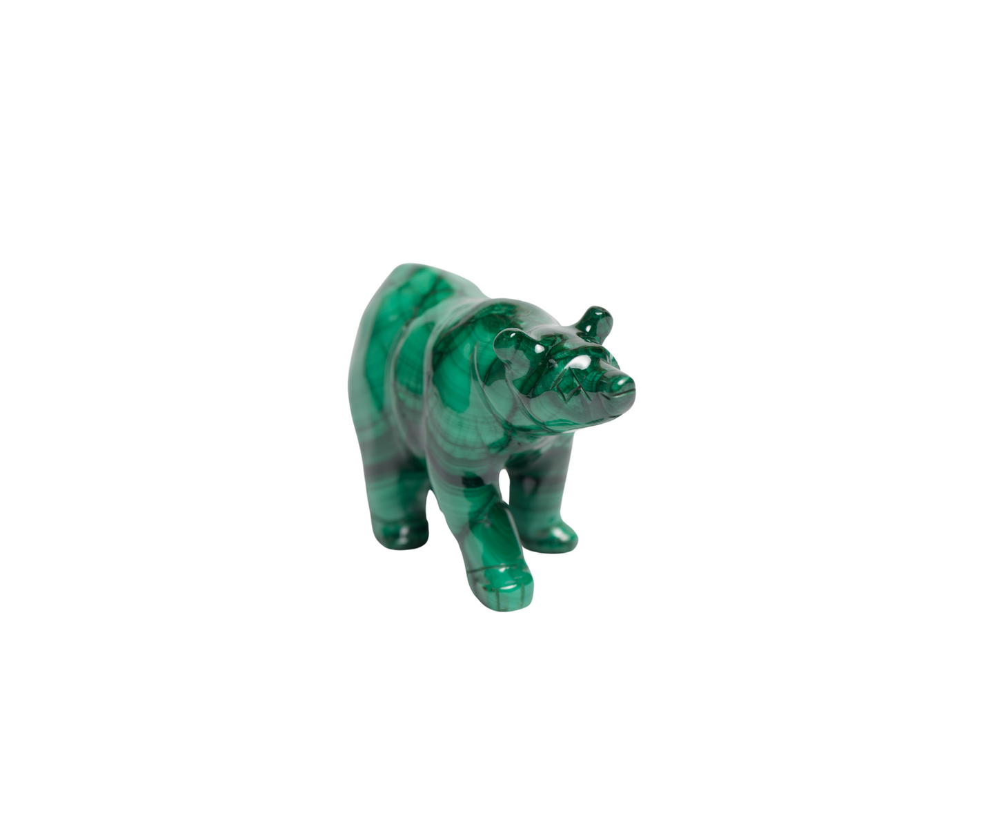 POLISHED MALACHITE BEAR Animal Carving