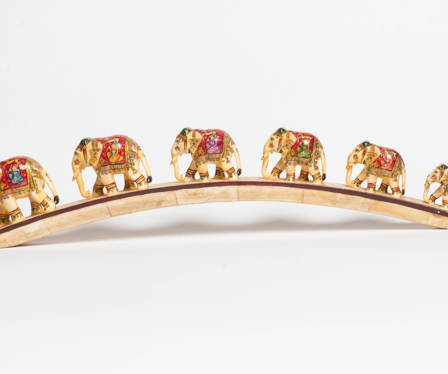 Elegant Elephant Ensemble: Hand-Carved Bone Inlay Bridge Decor