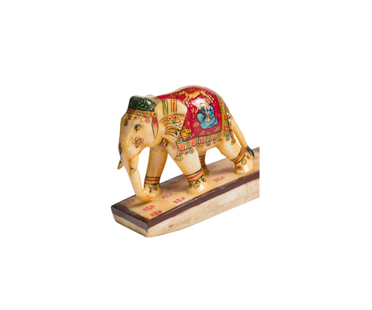 Elegant Elephant Ensemble: Hand-Carved Bone Inlay Bridge Decor