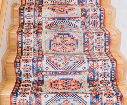 Unique Hand-Knotted Afghan Runner - Wool