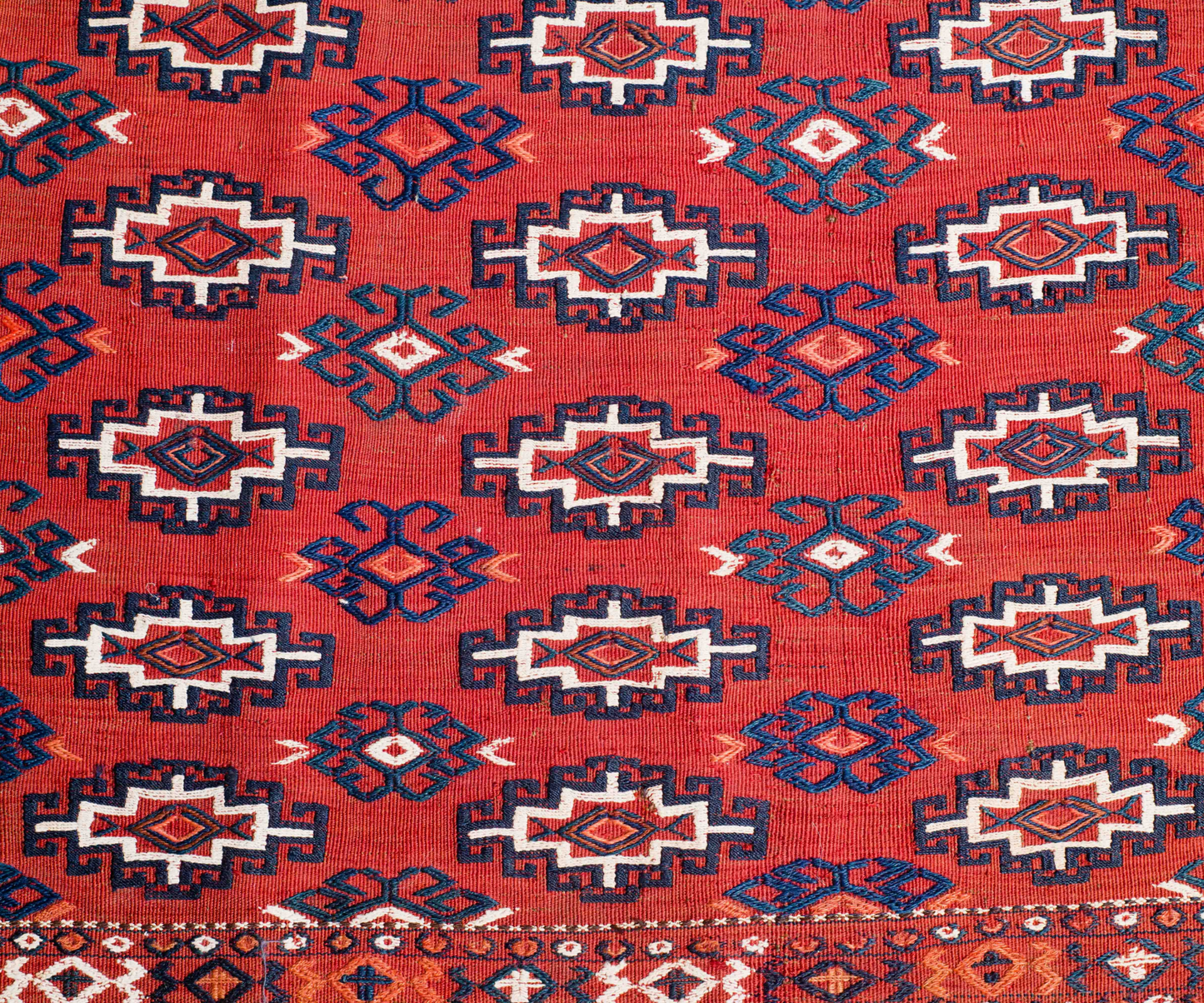 Rare Turkmen Yamoudut: Woven, Embroidered, Naturally Dyed - One-Sided JChal Element