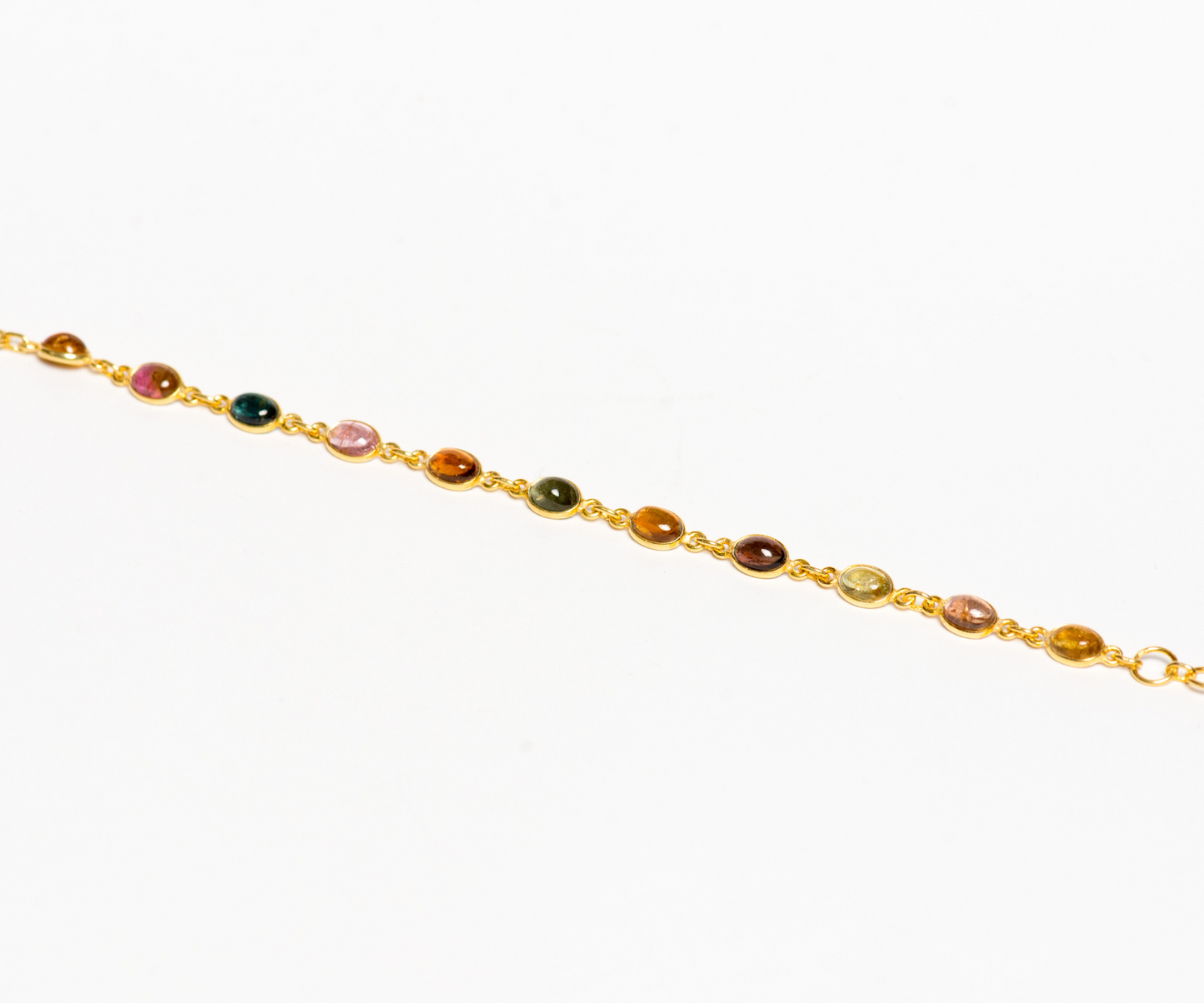 Multicoloured Tourmaline gold polish bracelet, Tourmaline