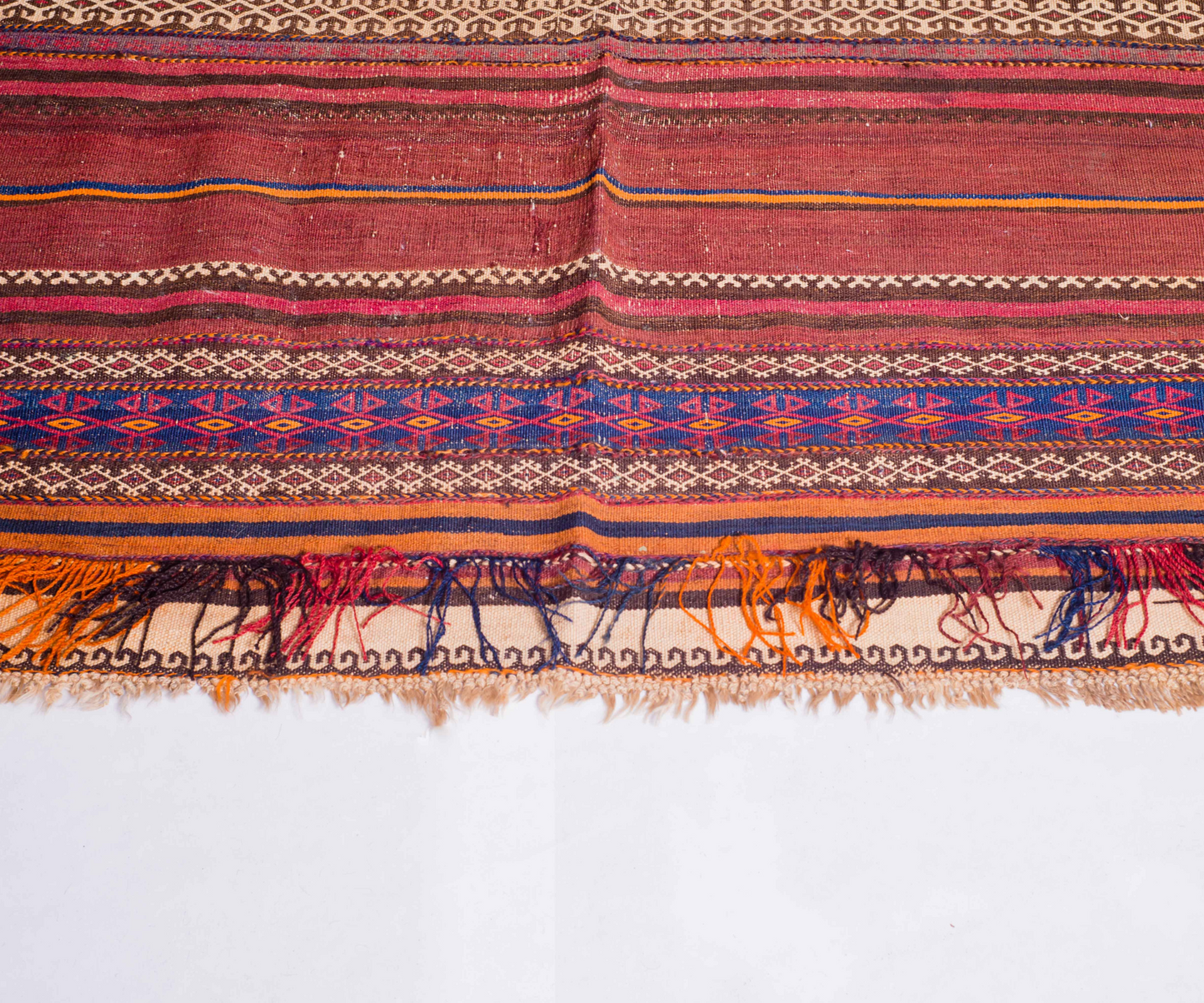 Handcrafted Kilim from Central Afghanistan - Hand-Knotted & Hand-Woven, 372x145 cm