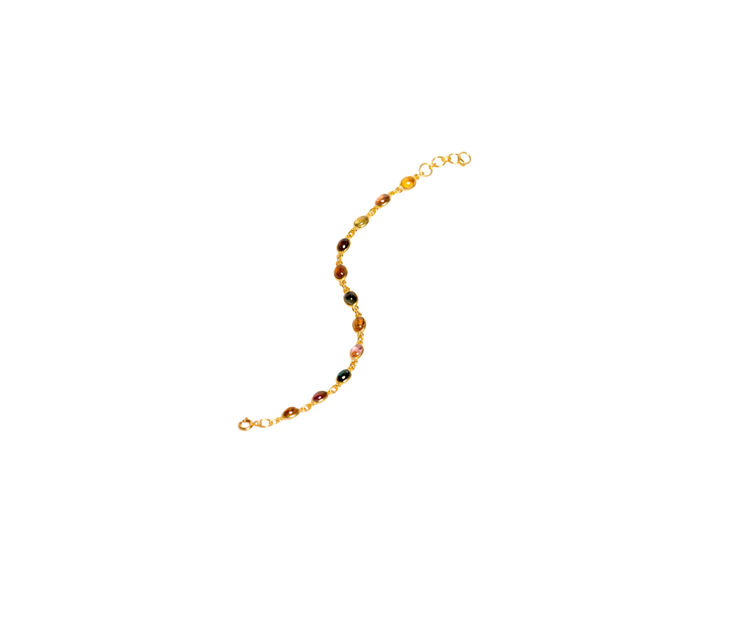 Multicoloured Tourmaline gold polish bracelet, Tourmaline