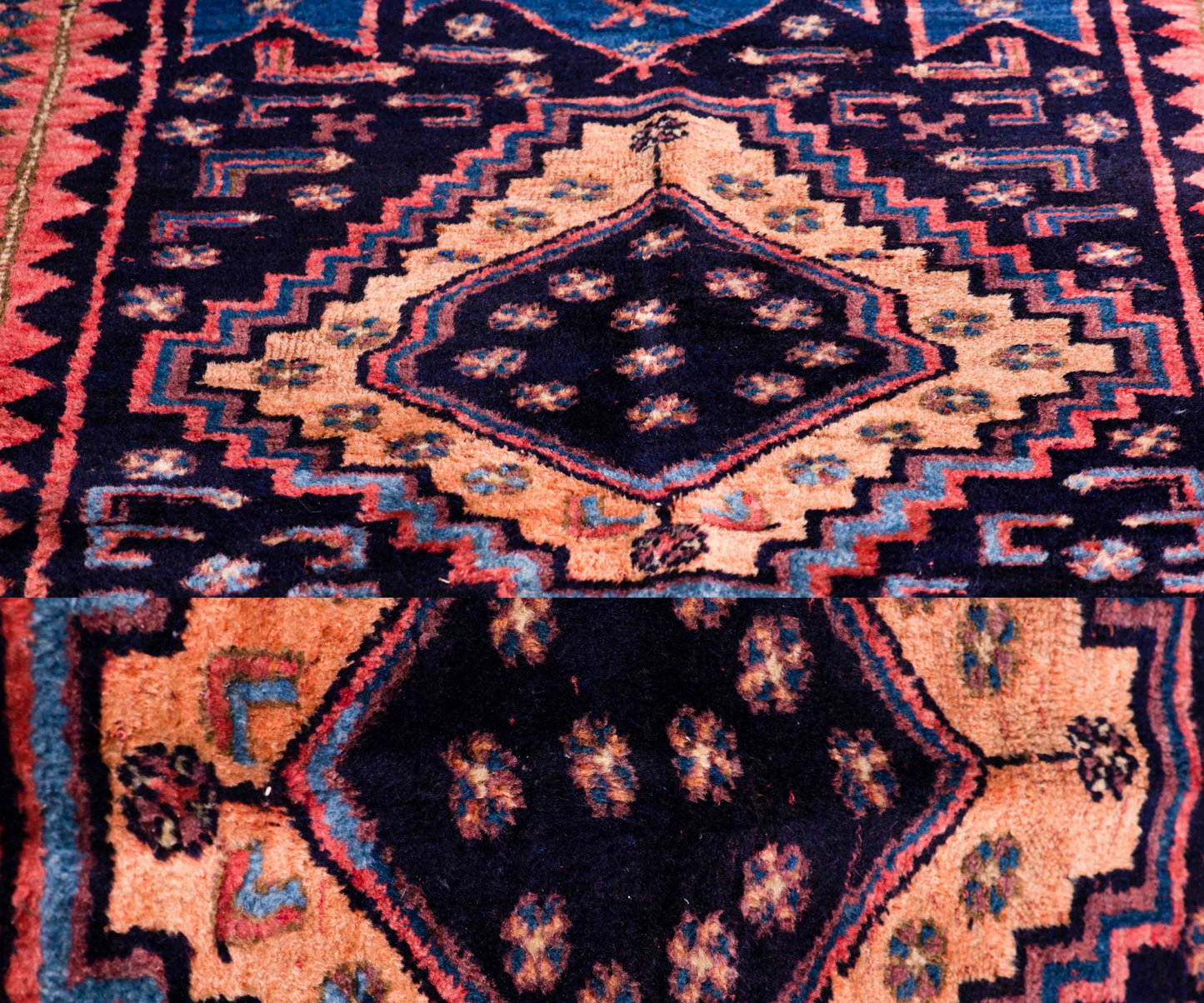 Antique Iranian Wool Rug - 20th Century Hand-Knotted