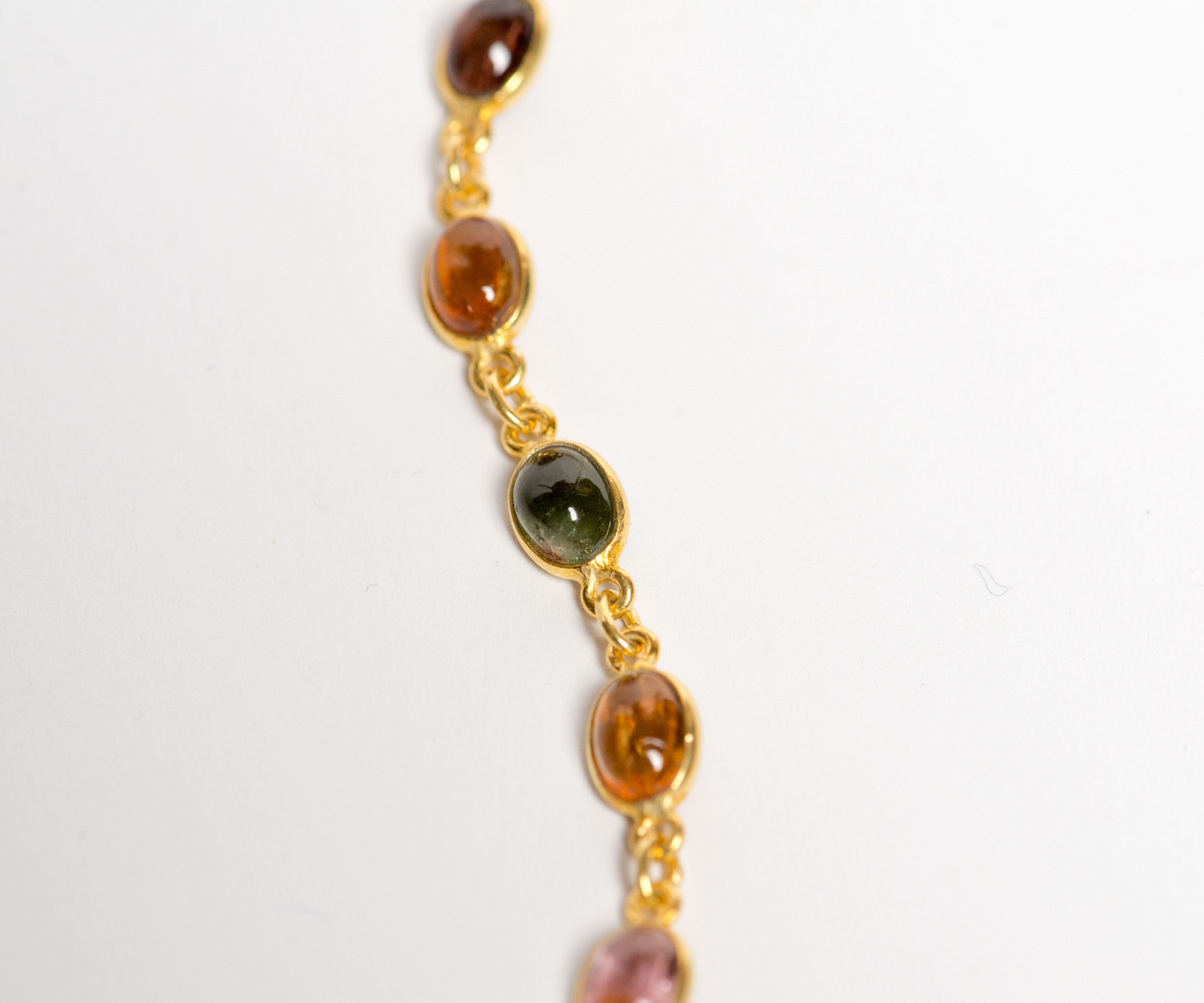 Multicoloured Tourmaline gold polish bracelet, Tourmaline