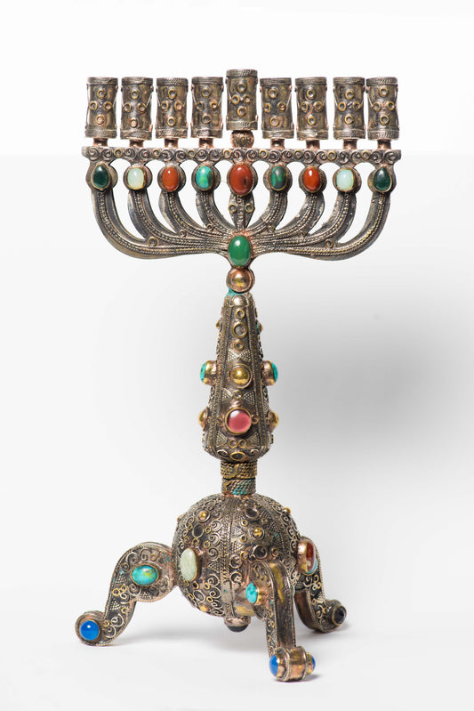 Menorah Candel Metal silver polish From Bukhara