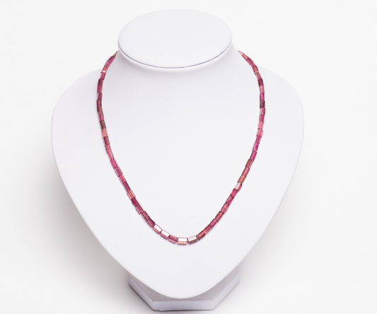 Natural pink Tourmaline Necklace,Watermelon Tourmaline Necklace,Tourmaline Gemstone Jewelry,Healing Power Beads Stone,