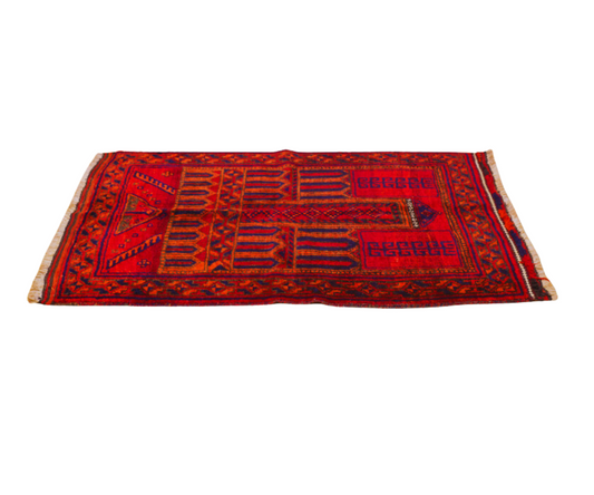 Rare Beluch Prayer Rug - Authentic Afghan Craftsmanship | Hand-Knotted Wool, Naturally Dyed