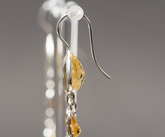 Natural Citrine Earrings, 925 Solid Sterling Silver, Handmade Jewelry, November Birthstone