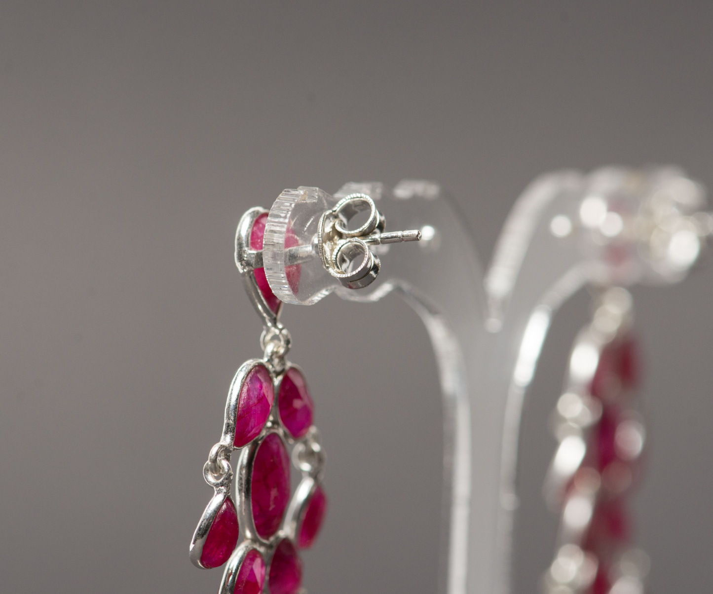 Exquisite Ruby 925 Sterling Silver Earrings, light Red gemstone