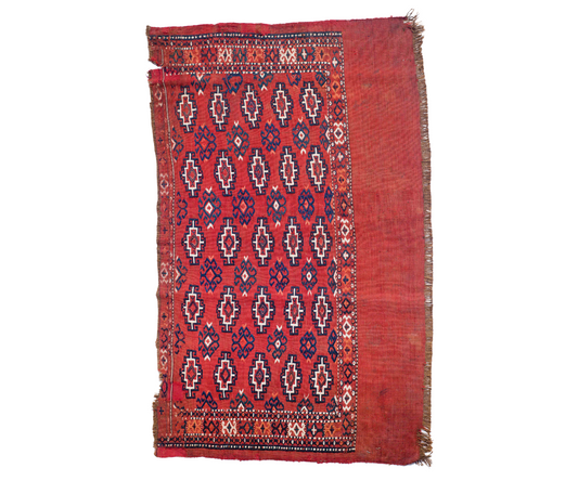 Rare Turkmen Yamoudut: Woven, Embroidered, Naturally Dyed - One-Sided JChal Element