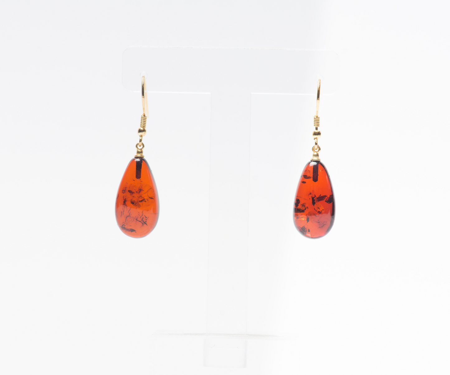 Natural Baltic Amber Drop Earrings, Sterling Silver