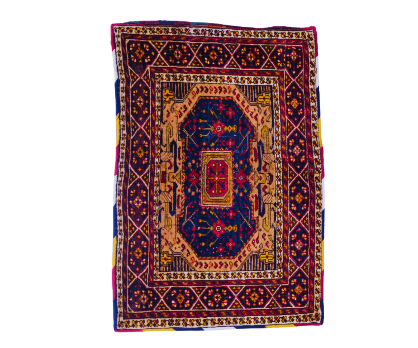 Khourjeen Bolesht Turkmen Ersari Wool Rug - Hand-Knotted Front, Hand-Woven