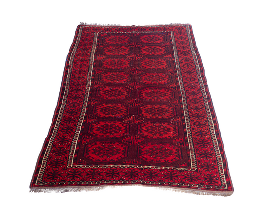 HANDMADE Antique Turkmen Ersari Rug - Charchangi Pattern, 19th Century