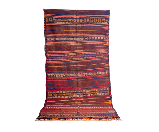 Handcrafted Kilim from Central Afghanistan - Hand-Knotted &amp; Hand-Woven, 372x145 cm