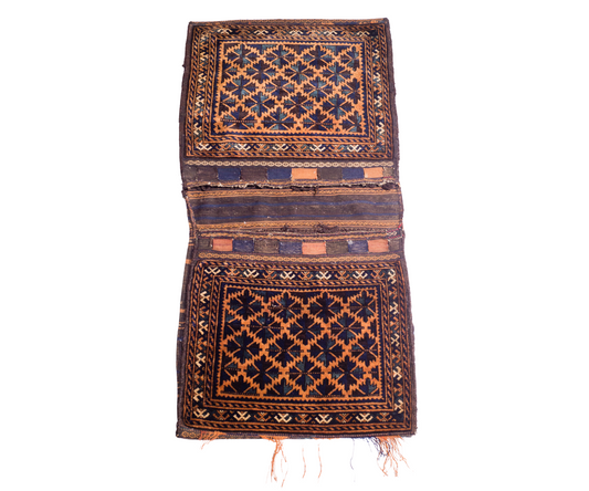 19th Century Beluch Torbah-Khourjeen from Herat Province, Afghanistan - Hand-Knotted Front, Hand-Woven Back