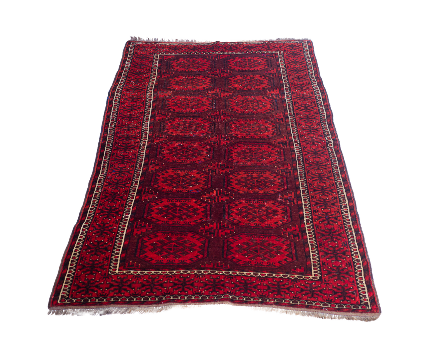 HANDMADE Antique Turkmen Ersari Rug - Charchangi Pattern, 19th Century