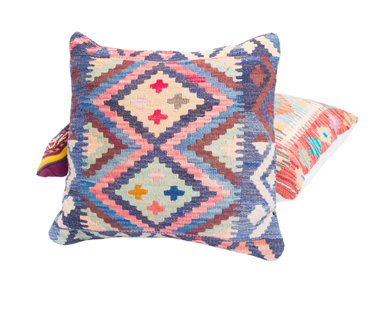 "Handwoven Uzbek Kilim Cushion Cover - 100% Wool from Maimana, Afghanistan