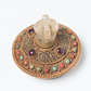 Old Ancient Hand Carved Tibetan Rock Crystal Round Box With emrald Rubin Turqies Stones And bronze