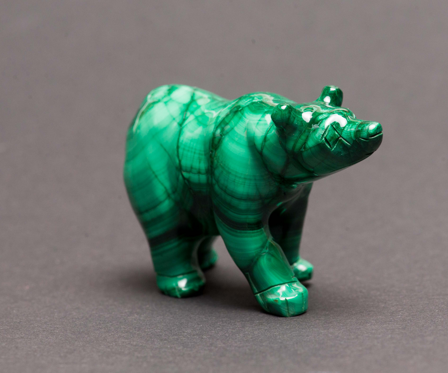 POLISHED MALACHITE BEAR  Animal Carving