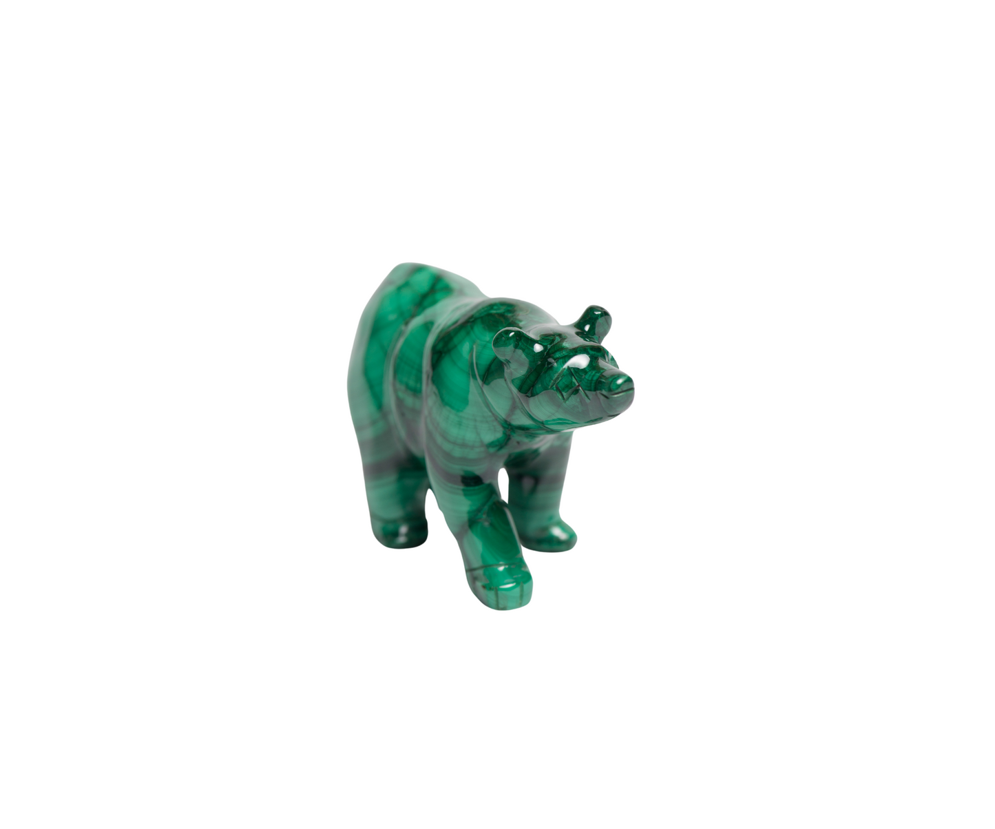 POLISHED MALACHITE BEAR  Animal Carving