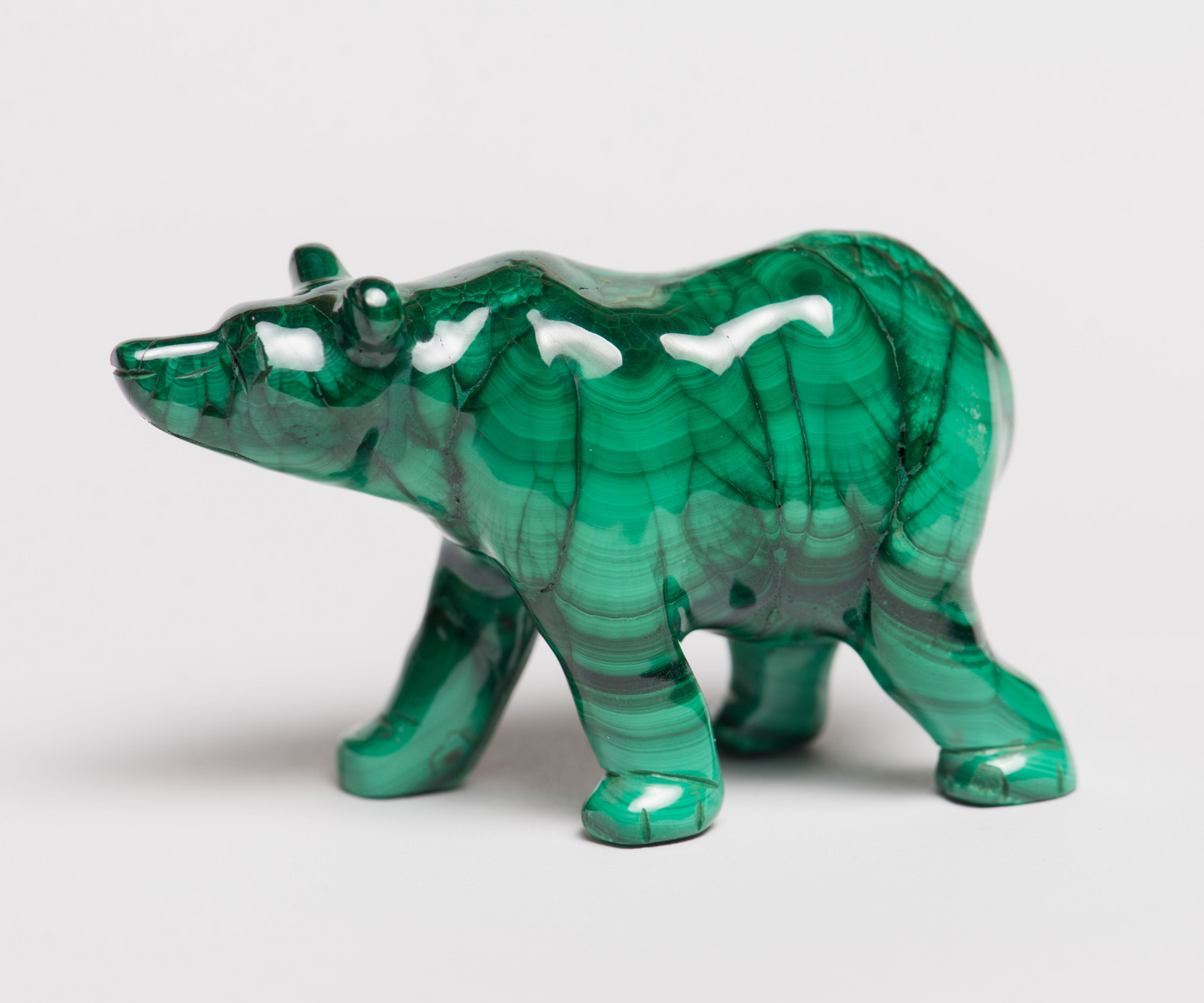 POLISHED MALACHITE BEAR  Animal Carving