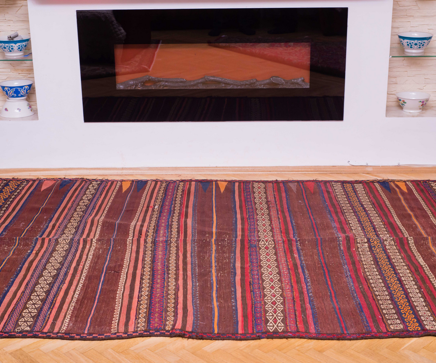 Handcrafted Kilim from Central Afghanistan - Hand-Knotted &amp; Hand-Woven, 372x145 cm