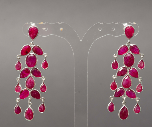 Exquisite Ruby 925 Sterling Silver Earrings, light Red gemstone