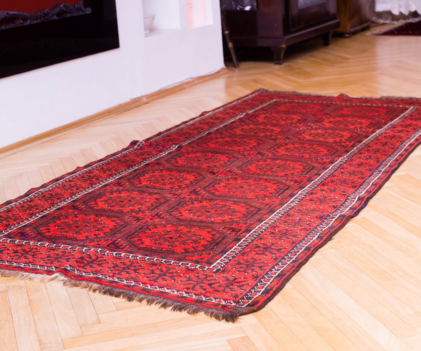 HANDMADE Antique Turkmen Ersari Rug - Charchangi Pattern, 19th Century