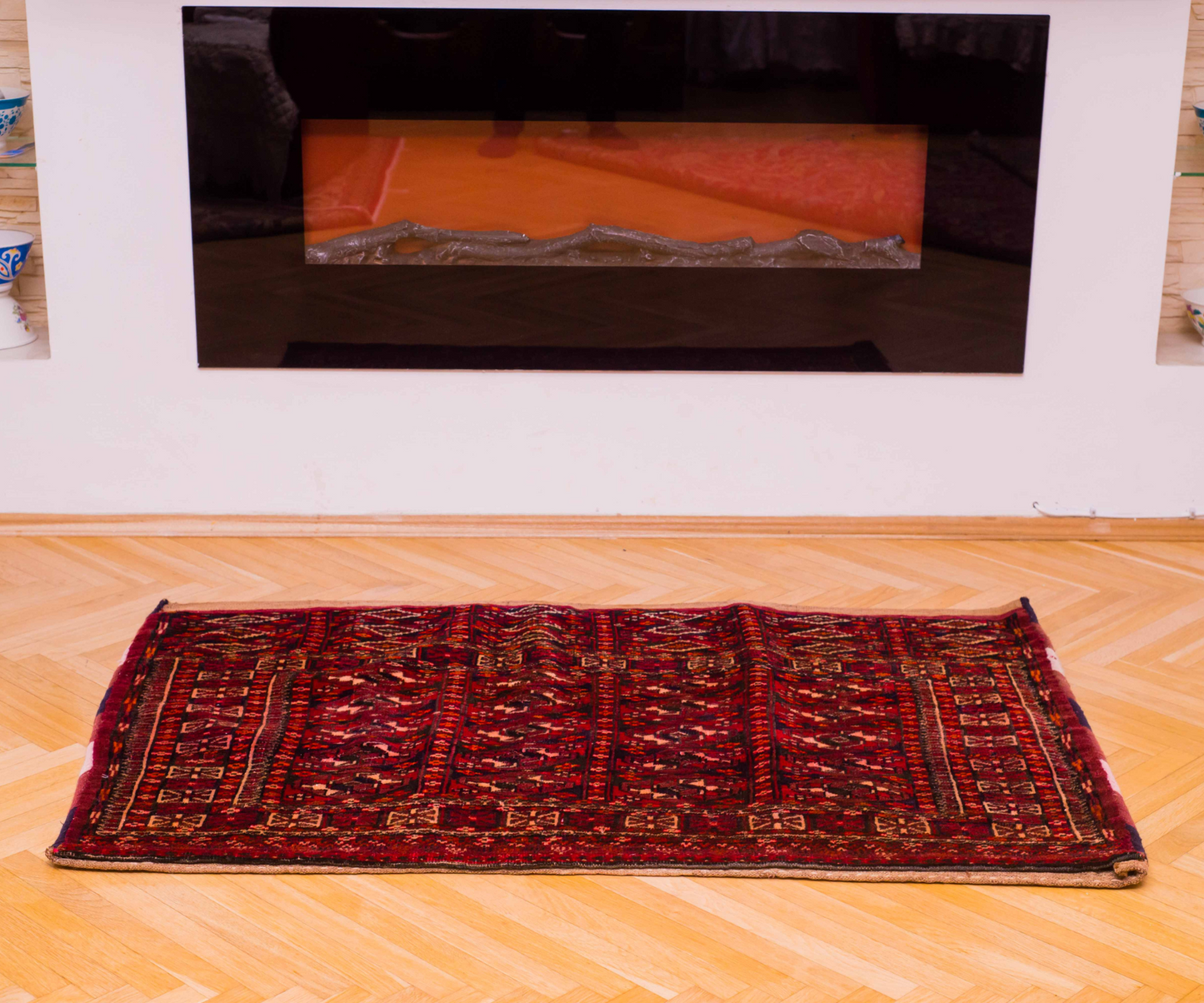 "Rare 19th Century Turkmen Blanket - Hand-Knotted Front, Woven Back, Naturally Dyed Wool"