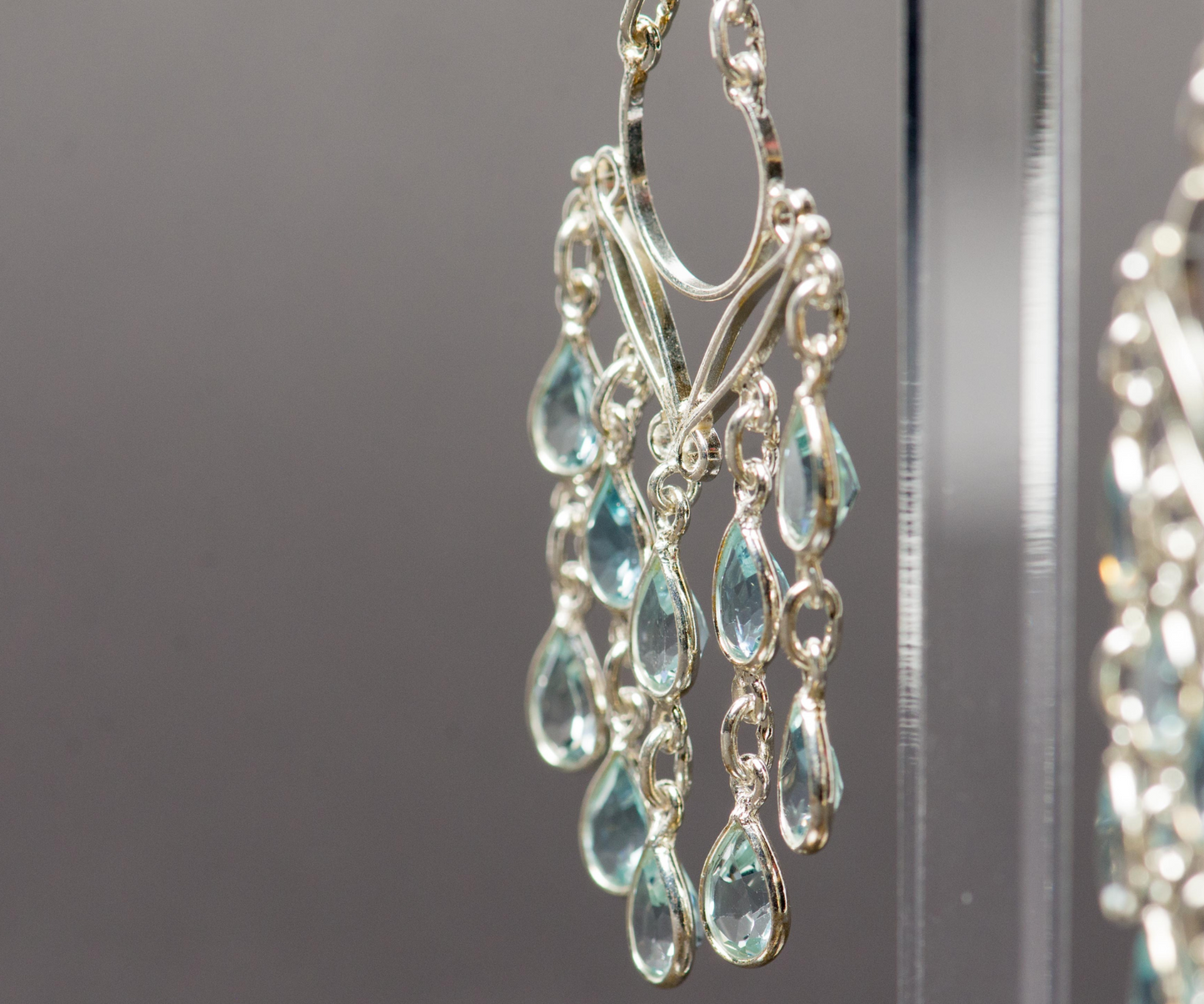 Aquamarine Quartz Waterfall Earrings