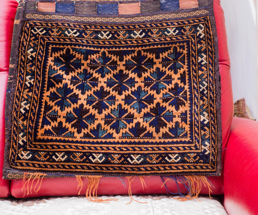 19th Century Beluch Torbah-Khourjeen from Herat Province, Afghanistan - Hand-Knotted Front, Hand-Woven Back