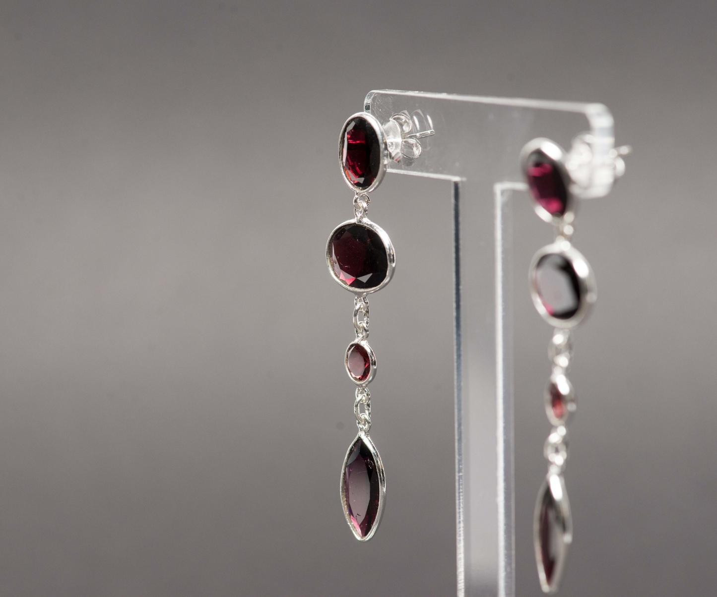 Red Garnet Earring, Red Garnet Silver Earring, Red Garnet Stone Earring, 925 Sterling Silver Earring, Gemstone Earring, Dangle Earring