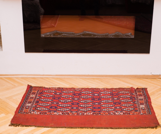 Rare Turkmen Yamoudut: Woven, Embroidered, Naturally Dyed - One-Sided JChal Element