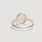 White Oval Opal Sterling Silver Band Ring Dainty Stacking