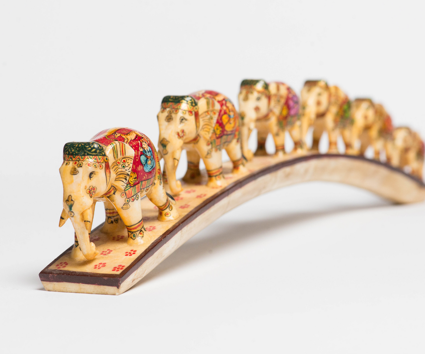 6 elephants on a bridge /Beautifully handcarved/ Decor Item/ Bone inlay Decor Item/ Gift Item/ Home Decor Item/ Elephant line