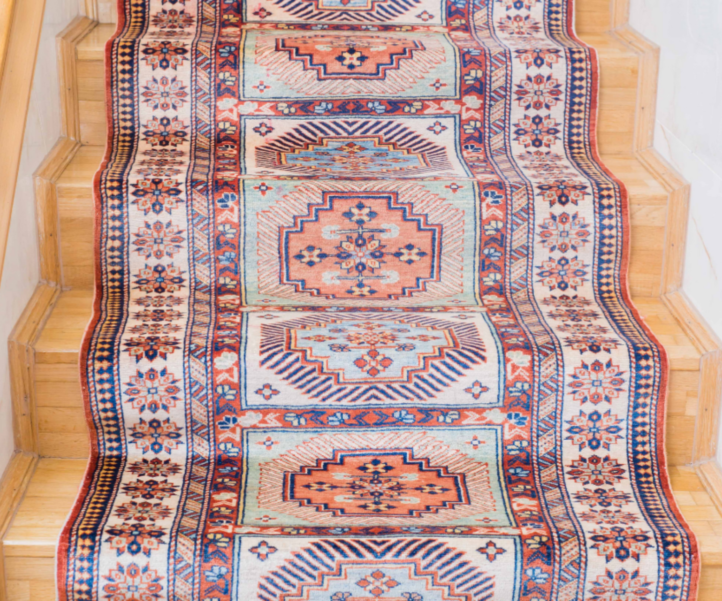 "Unique Hand-Knotted Afghan Runner - Wool"