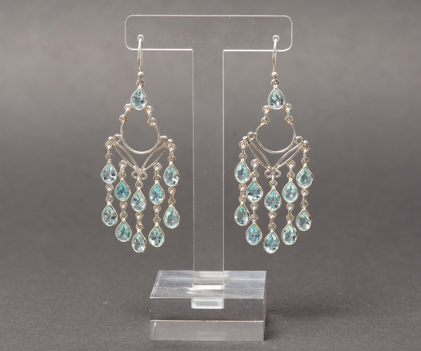 Aquamarine Quartz Waterfall Earrings