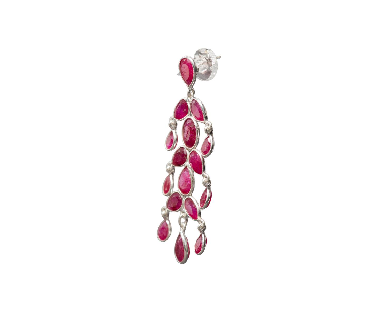 Exquisite Ruby 925 Sterling Silver Earrings, light Red gemstone