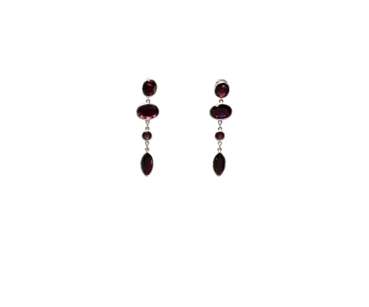 Red Garnet Earring, Red Garnet Silver Earring, Red Garnet Stone Earring, 925 Sterling Silver Earring, Gemstone Earring, Dangle Earring