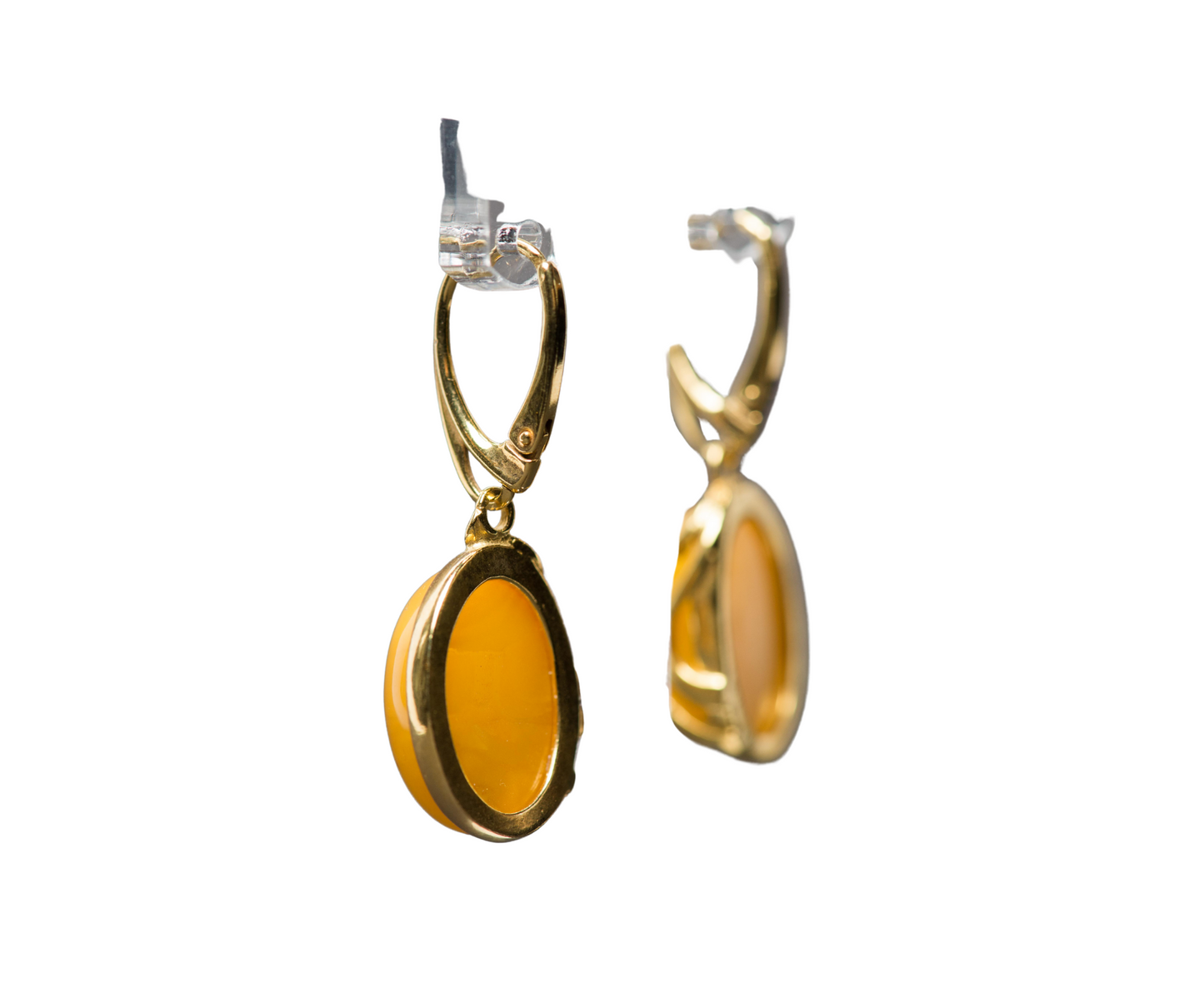 White Amber Earrings, Butterscotch Yellow Baltic Amber Jewelry, Large Big Massive Earring, Lever Back Sterling silver 925 gold polish