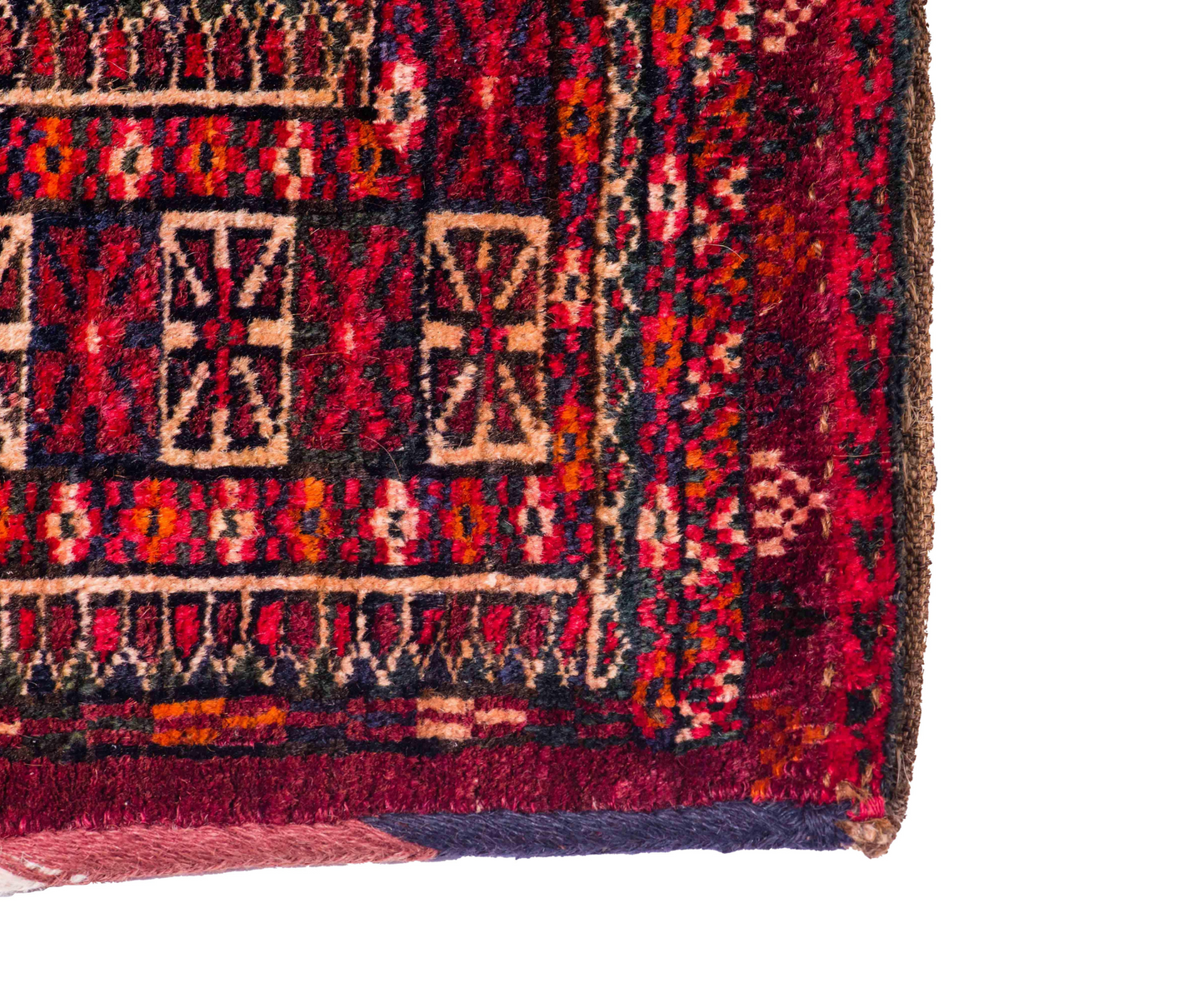 Rare 19th Century Turkmen Blanket - Hand-Knotted Front, Woven Back, Naturally Dyed Wool