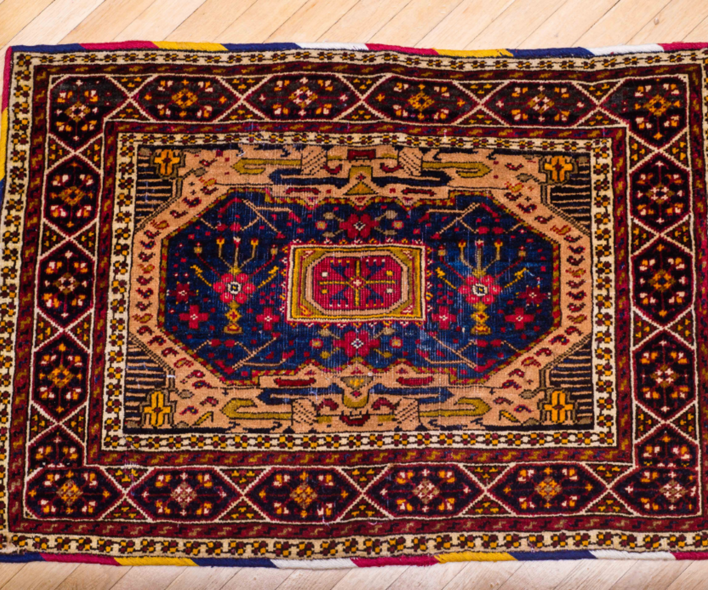 Khourjeen Bolesht Turkmen Ersari Wool Rug - Hand-Knotted Front, Hand-Woven